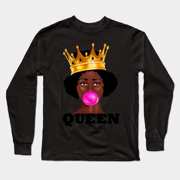 Black Queen Long Sleeve T-Shirt by johnnie2749
